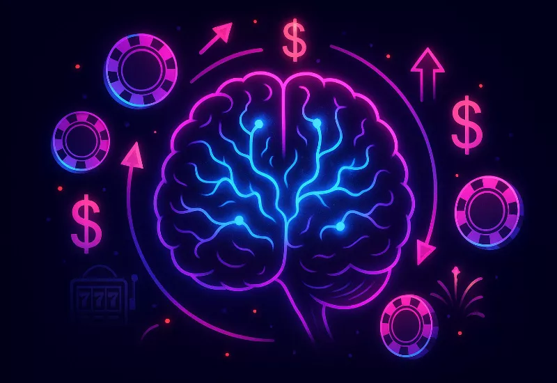 Dopamine Reward Trap Dopamine reward system in betting - neural pathways and addiction cycle illustration